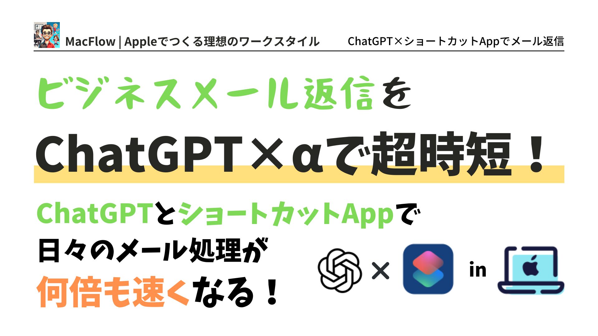 アイキャッチ ChatGPT × ショートカットAppでメール返信