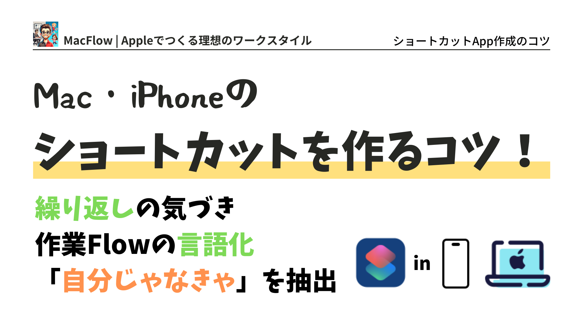 アイキャッチ 1st step for Shortcut App