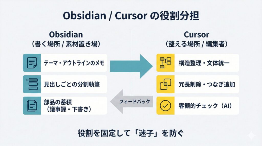 文書作成時のObsidianとCursorの使い分け